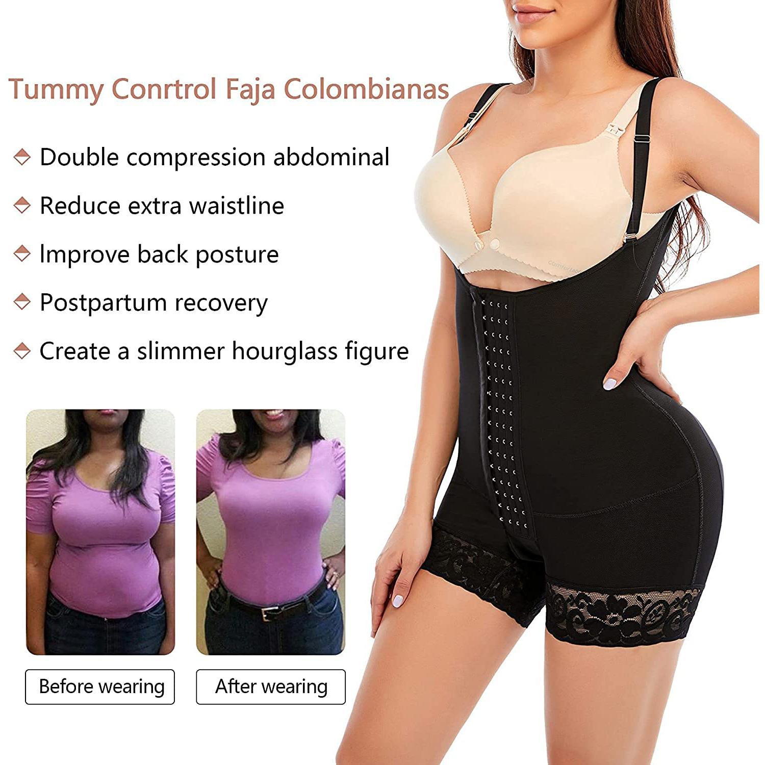  BUXOMFEM Faja Shapewear for Women Tummy Control Waist Trainer  Butt Lifter High Waist Plus Size Bodysuits Bbl Post Surgery Compression  Garment Full Body Beige S : Clothing, Shoes & Jewelry